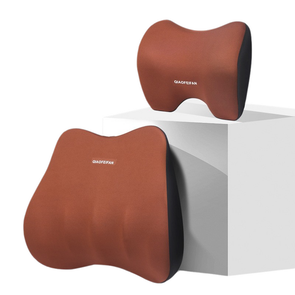 Elosung Coffee Memory Foam Car Seat Neck And Lumbar Support Set Ergonomic Cushion For Office Home Driving Seat & Posture Cushions