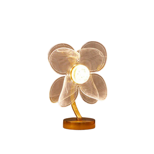 Elosung Four Leaf Clover Shape Luxury Acrylic Table Lamp Modern Usb Powered Night Light | Decorative For Bedroom Living Room And Bedside Compact Desig