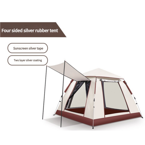Elosung 5 8 Person Square Camping Tent | Double Layer Silver Coated Waterproof Shelter With Awning (240*240*155Cm) Tents