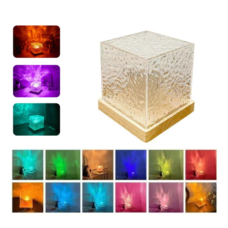 16 Colours Led Water Ripple Ambient Night Light Usb Rotating Projection Lamp Night Lights