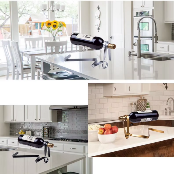 Elosung Gold Modern Ribbon Wine Creative Floating Rack For Home And Bar Decor Other Home Décor