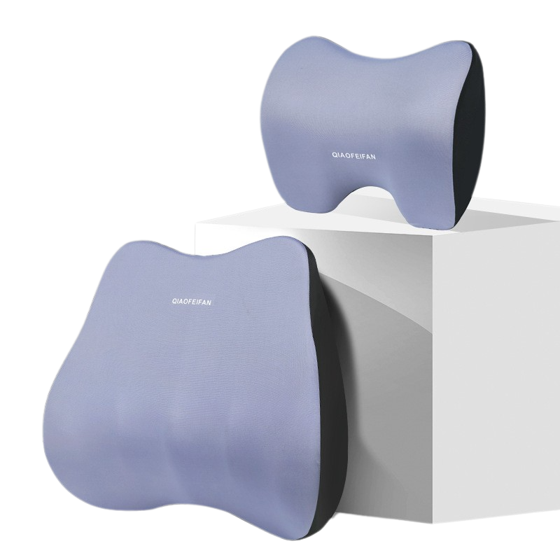 Elosung Cloud Grey Memory Foam Car Seat Neck And Lumbar Support Set Ergonomic Cushion For Office Home Driving Seat & Posture Cushions