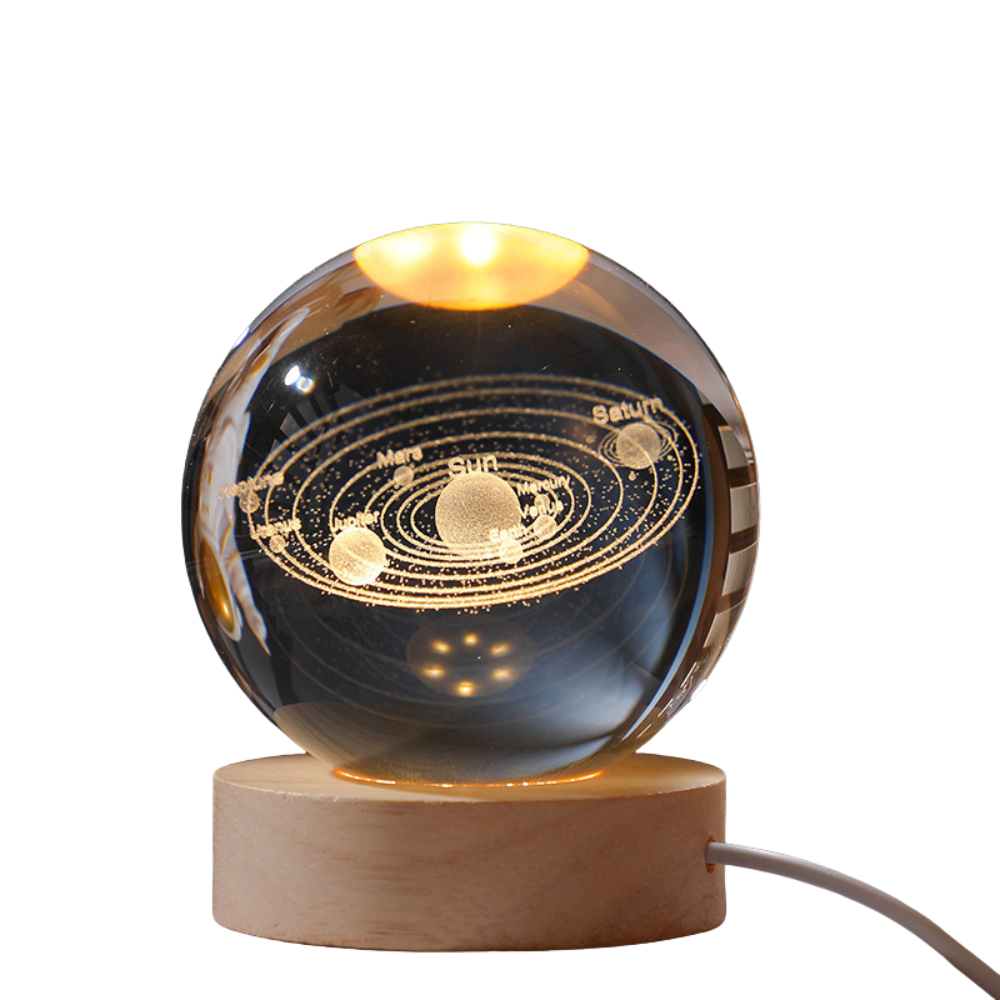 Elsoung 3D Solar System Model Set 8Cm Planet Spheres With Round Base & Gift Box Night Lights