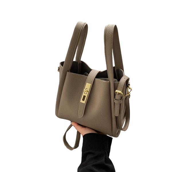 Elosung Elephant Gray Elegant Leather Shoulder Bag Compact Handbag With Strap Women's Bags & Handbags