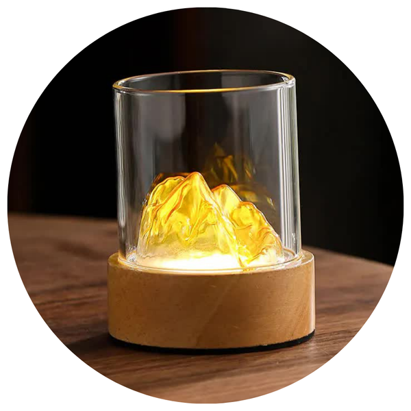 Elosung Golden Glass Mountain Ambient Night Light Usb Rechargeable Touch Control Bedside Lamp 3 Color Night Lights