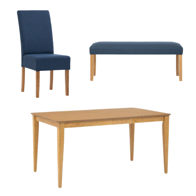 Allegro Dining Table + 4X Mesi Chair Bench 6 Piece Set Natural Dining Sets