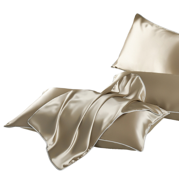 Elosung Champagne Gold Luxury Double Sided Satin Silk Pillowcase Summer Cooling Polyester Cover Set (Without Core) Pillow Cases