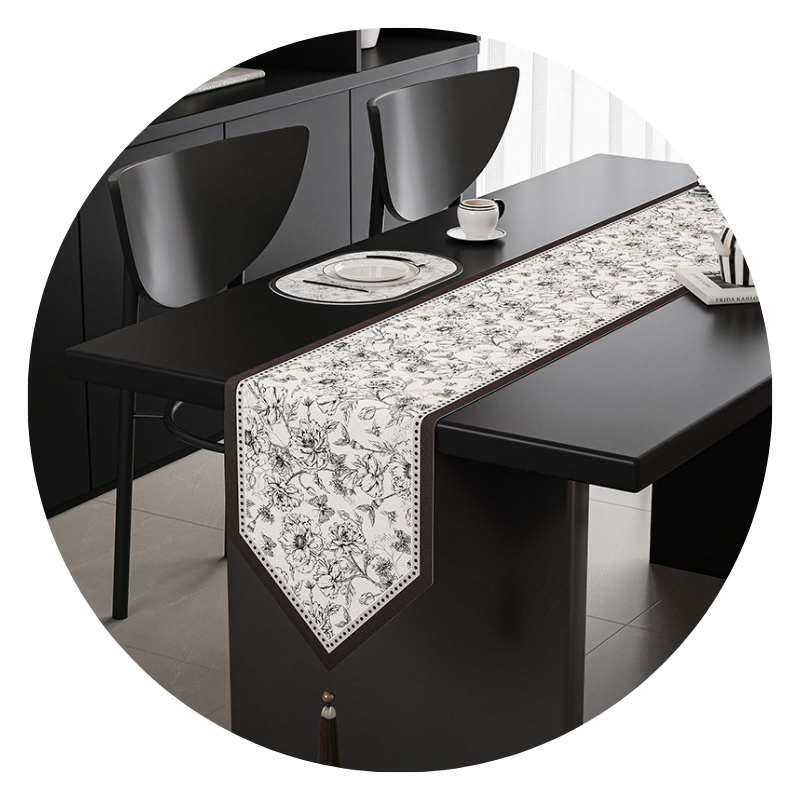 Elosung Flower Elegant Green Botanical Table Runner With Tassels 30X180cm Table Runners