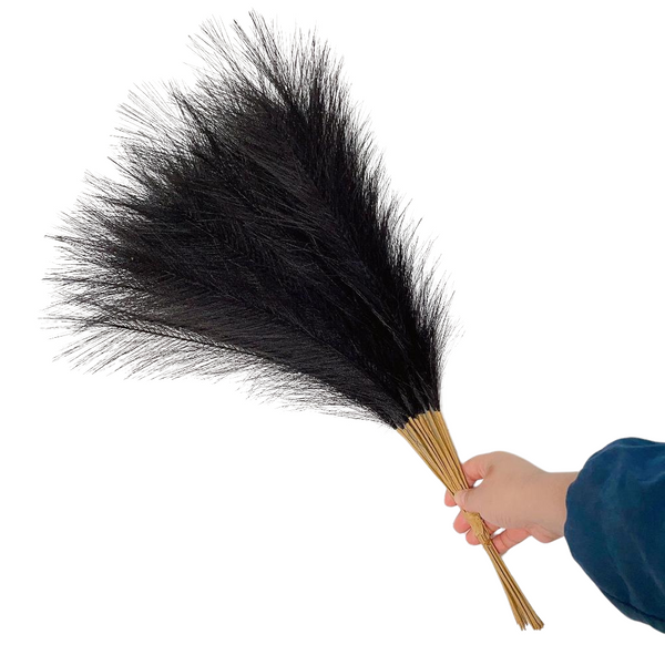 Elosung 20 Sticks Natural Black Pampas Grass Bouquet 21.65" Fluffy Dried For Decor Events Floral Décor