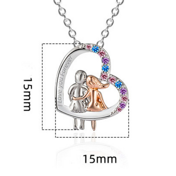 Veile Studios Love Couple Necklace With Colourful Rhinestones Heart Shaped For Valentine's Day Gift Necklaces & Pendants