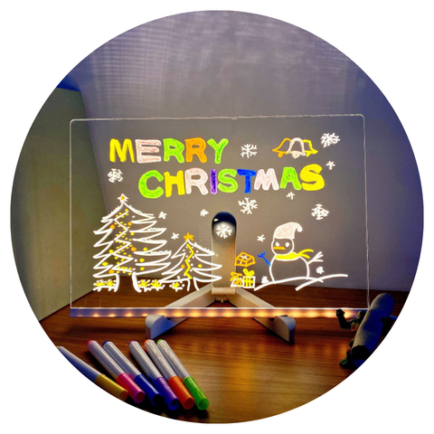 Elosung 11.8' X 7.87' 0.11' Erasable Diy Kids Drawing Board Glow In The Dark Writing Reusable Chalkboard For Art & Learning Creative Handicraft Toy Dr