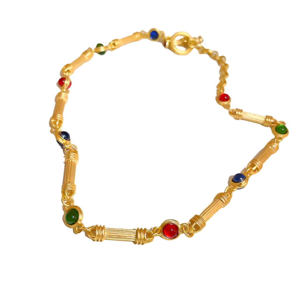 Veile Studios Womens Exaggerated Necklace Gold Bamboo Chain With Colourful Cubic Zirconia Necklaces & Pendants