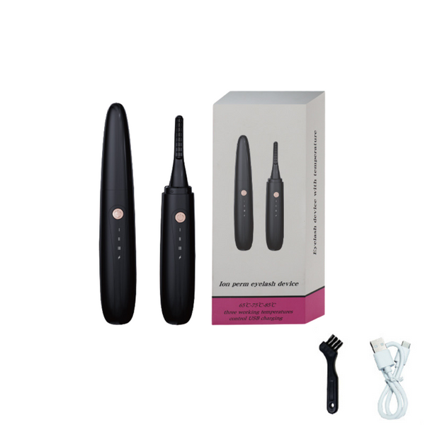 Elosung Black Electric Heated Eyelash Curler Portable Makeup Tool For Long Lasting Lift And Style Eyelash Extensions