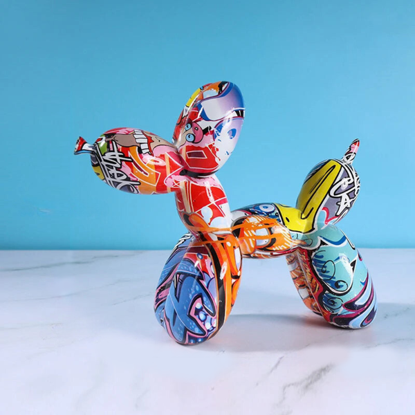 Home Figurine Nordic Balloon Dog Graffiti Resin For Living Room Decoration Accessories Sculptures & Figurines