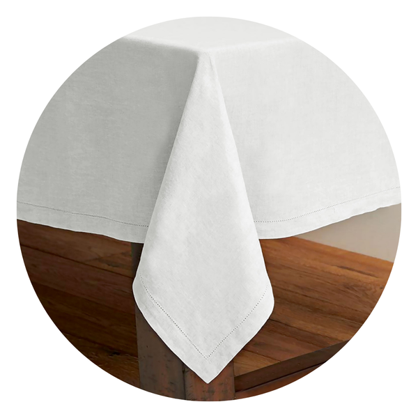 Rans Pure Cotton Hemstitch Tablecloth 220 Cm Round White Table Cloths