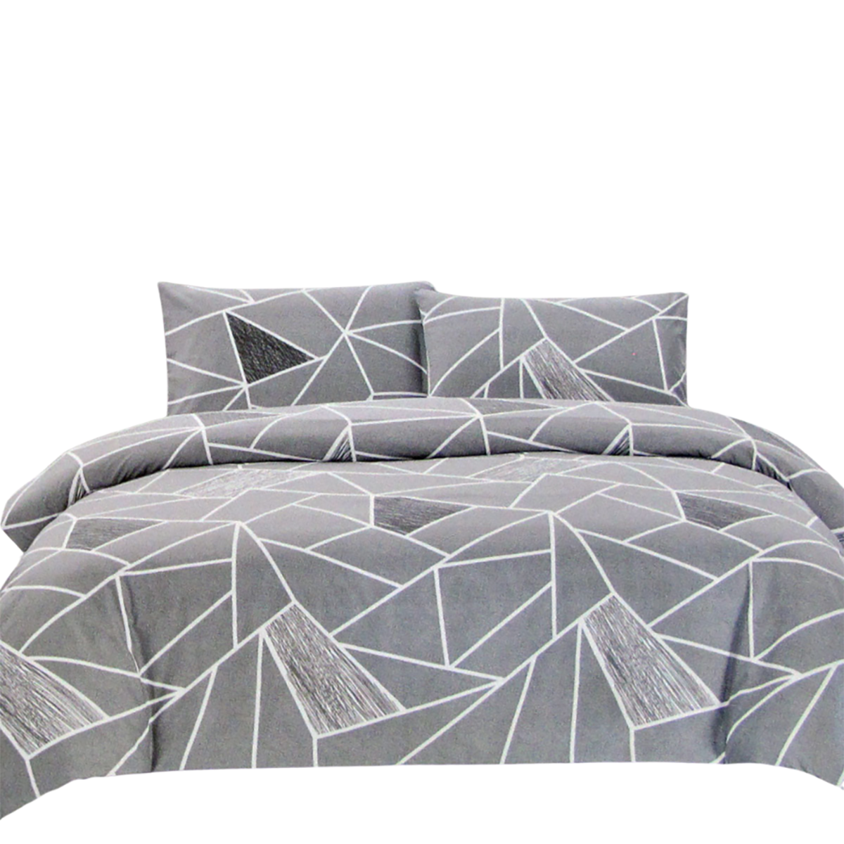 Artex Bentley Grey Quilt Cover Set Geometric Pattern Reversible Printed Microfiber Polyester Quilt Covers