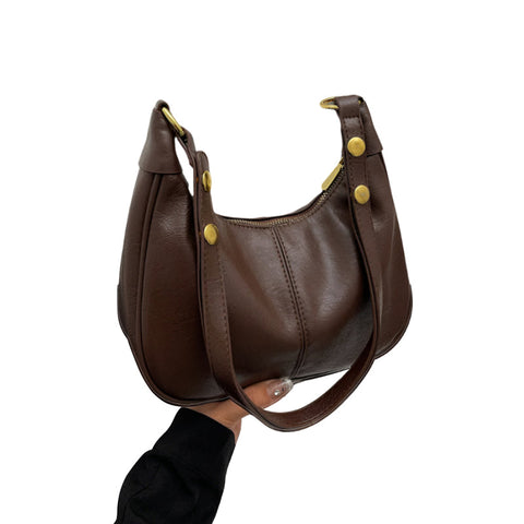 Elosung Brown Pu Leather Shoulder Bag Handbag For Women Women's Bags & Handbags