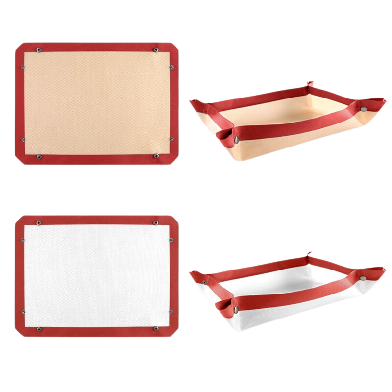 Elosung 2 Piece Set (Red Edge Yellow Background + White Background) Non Stick Silicone Baking Mat For Oven & Microwave | Reusable Thickened Fiber Pad