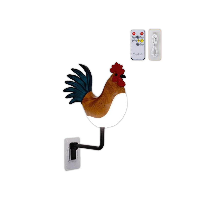 Lamps Elosung Brown Usb Rechargeable Rooster Wall Lamp With Sound Aromatherapy And Decorative Design Creative Nightlight For Bedroom Corridor