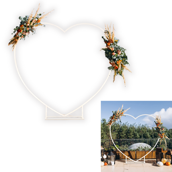 Heart Shaped White Metal Balloon Arch Stand Frame Display Kit For Wedding Venue Decorations