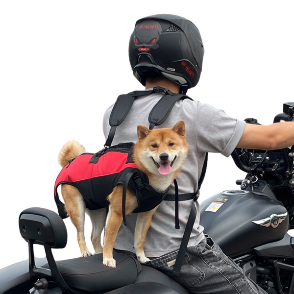 Elosung M Red Multifunctional Pet Backpack With Straps Outdoor Assist Walking Harness Carrier For Dogs And Cycling Pet Transport