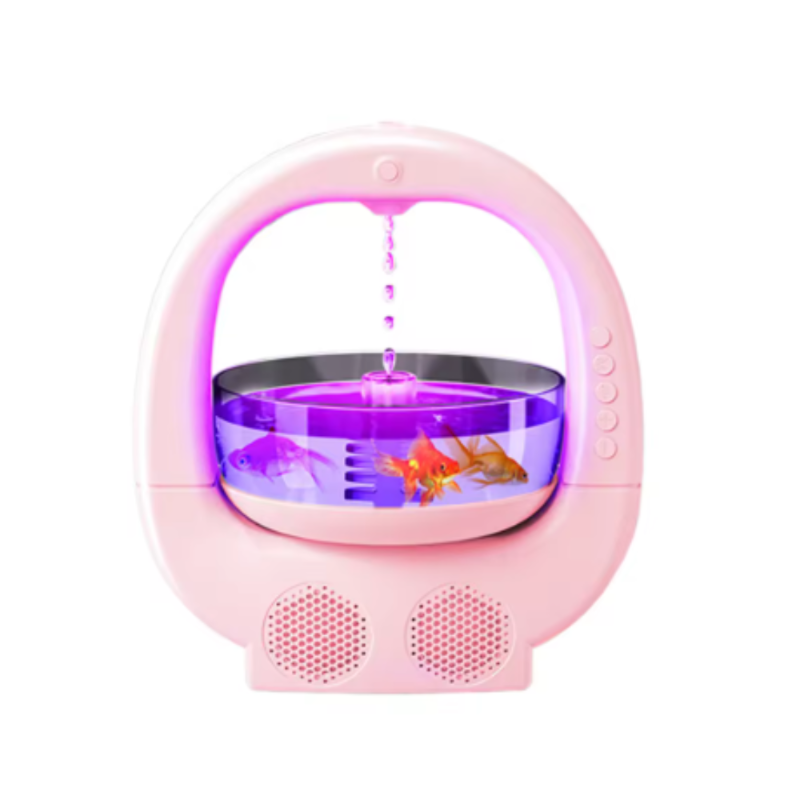 Pink 3 In 1 Anti Gravity Humidifier Multifunctional Aromatherapy Machine Bluetooth Compatible Fish Tank Ambient Light Humidifiers