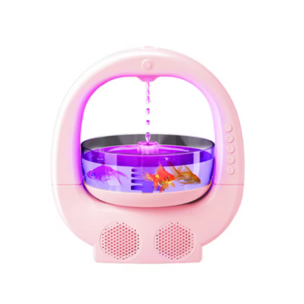 Pink 3 In 1 Anti Gravity Humidifier Multifunctional Aromatherapy Machine Bluetooth Compatible Fish Tank Ambient Light Humidifiers