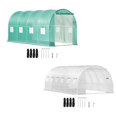 Walk In Tunnel Greenhouse Galvanized Frame & Waterproof Cover Greenhouses