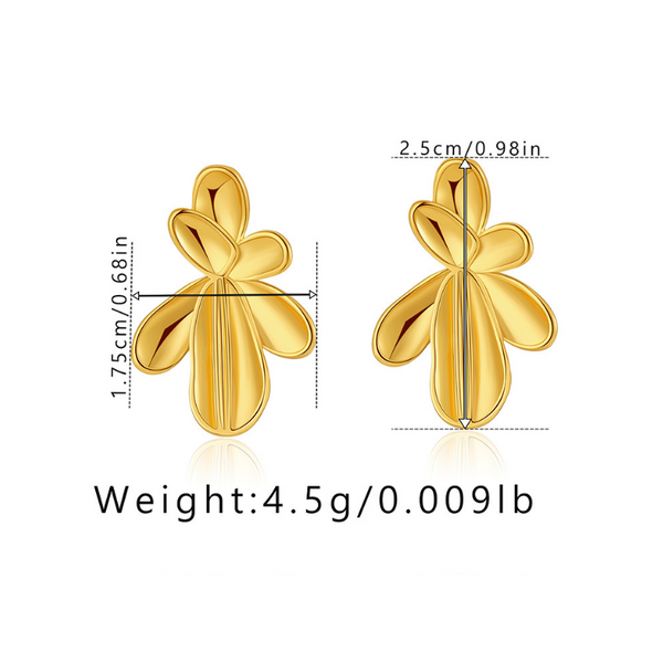 Veile Studios Irregular Three Dimensional Leaf Plated Earring In 18K Real Gold Colour Earrings