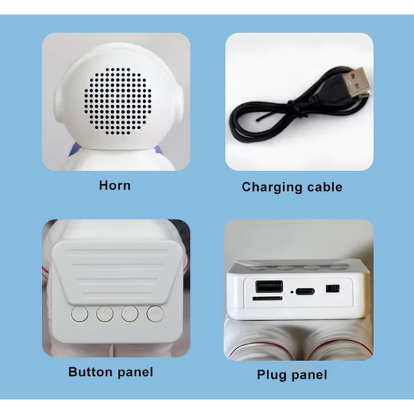 Elosung Holding The Romantic Moon (Grey Top + Navy Blue Pants) Creative Astronaut Bluetooth With 3D Starry Sky Lighting Portable Wireless Lamp Perfect