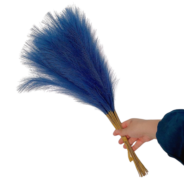 Elosung 20 Sticks Natural Pea Blue Pampas Grass Bouquet 21.65" Fluffy Dried For Decor Events Floral Décor
