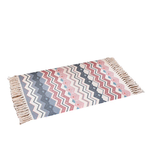Bohemian Cotton Area Rug With Tassels Geometric Pattern Decorative Floor Mat 60*90Cm Door Mats & Floor Mats