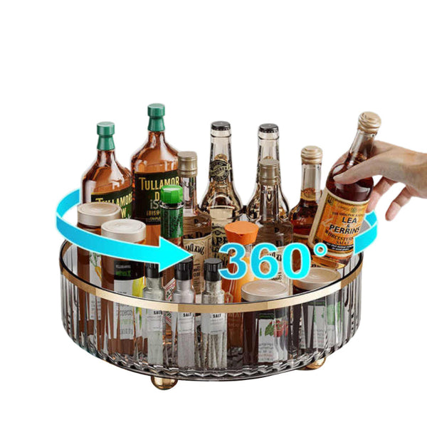 Elosung Transparent Luxury Rotating Storage Rack Tray Spice Organizer & Condiment Holder For Kitchen And Living Room Spice Jars & Racks