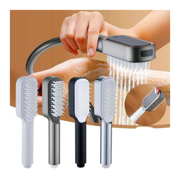 Elosung Grey Handheld Shower Head With Silicone Brush And Massage Function High Pressure Water Spray Shower Heads & Combos