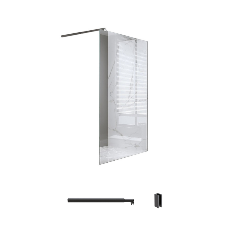 Della Francesca 70X200cm Single Shower Glass Screen With Black U Brackets & Square Pole Shower Enclosures