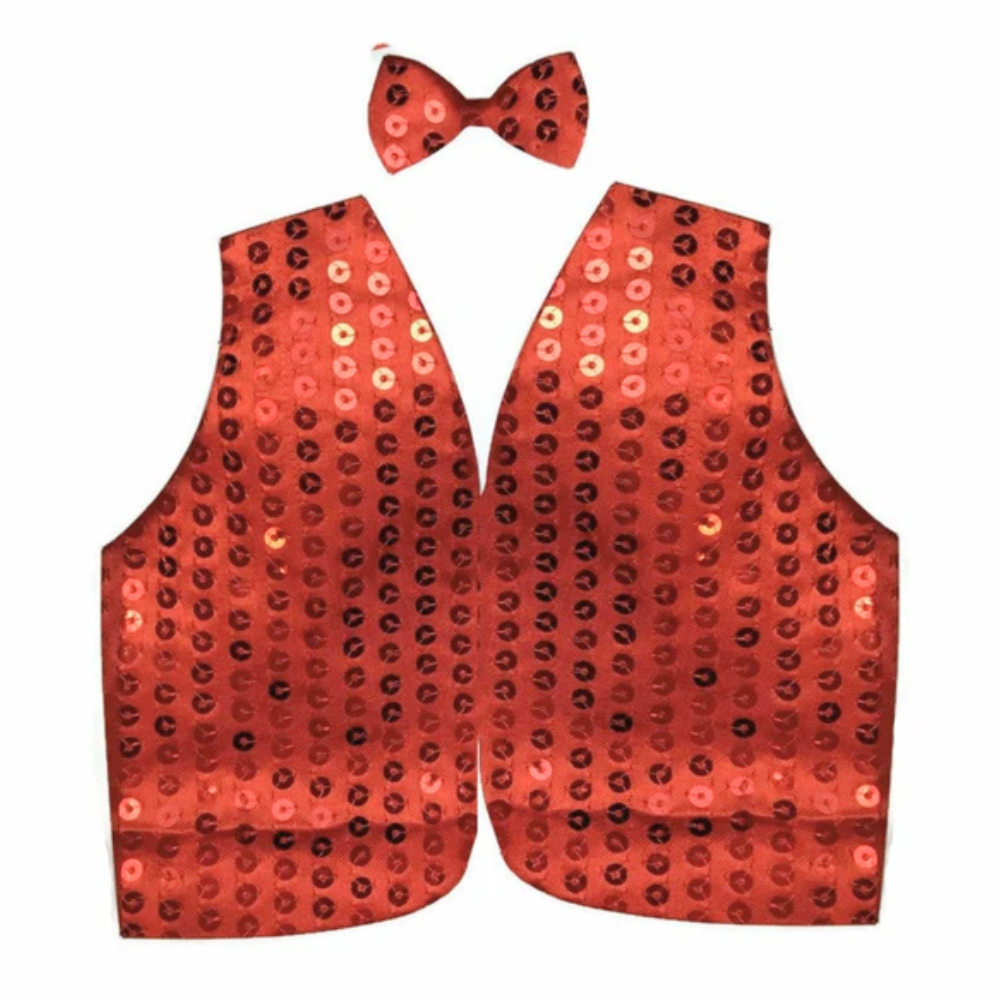 Br Costumes Kids Sequin Vest Bow Tie Set 80S Party Dress Up Waistcoat Unisex Costumes