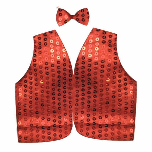 Br Costumes Kids Sequin Vest Bow Tie Set 80S Party Dress Up Waistcoat Unisex Costumes