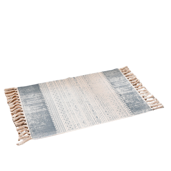 Elosung Bohemian Cotton Area Rug With Tassels Geometric Pattern Decorative Floor Mat 60*90Cm Door Mats & Floor Mats