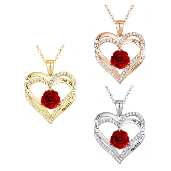 Veile Studios Er Heart Shaped Pendant With Roses American Necklace Necklaces & Pendants