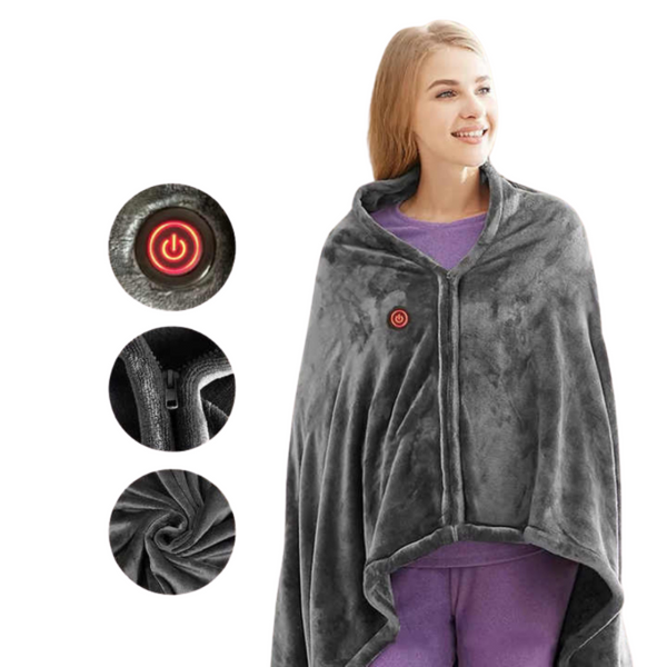 Elosung Electric Heated Flannel Blanket 150X80cm Usb Powered Wearable Heating Shawl Electric Blankets