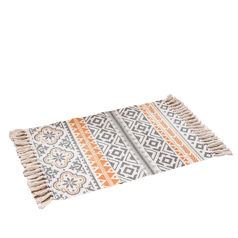 Elosung Bohemian Cotton Area Rug With Tassels Geometric Pattern Decorative Floor Mat 60*90Cm Door Mats & Floor Mats
