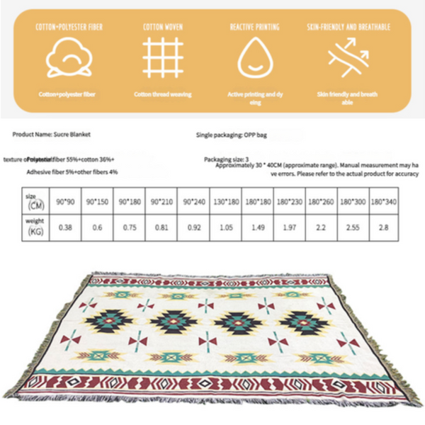 Elosung 2Pcs Pack Set 180*340Cm Bohemian Picnic Blanket Waterproof Camping Outdoor Rug For Beach Blankets