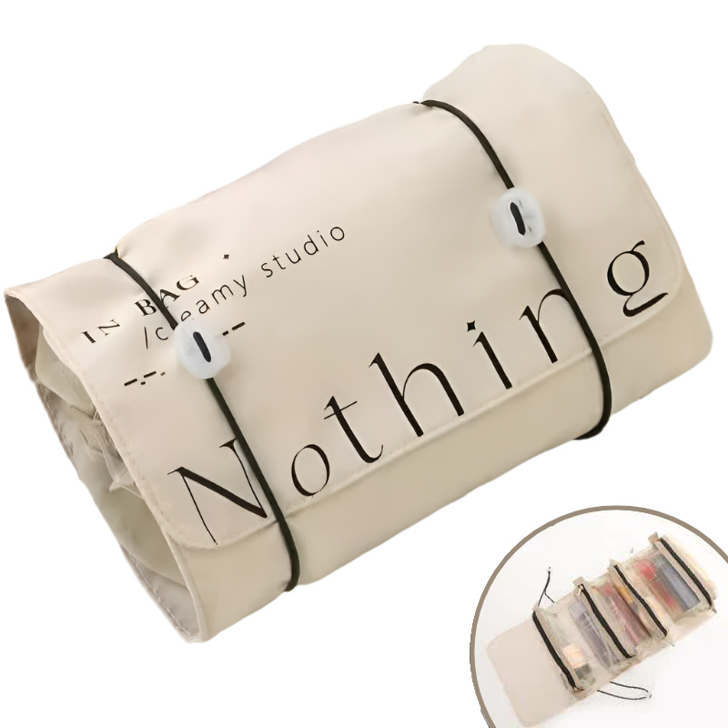 Elosung Beige 4 In 1 Cosmetic Storage Bag Removable Travel Organiser For Makeup Toiletries Small Accessories Makeup Bags & Cases