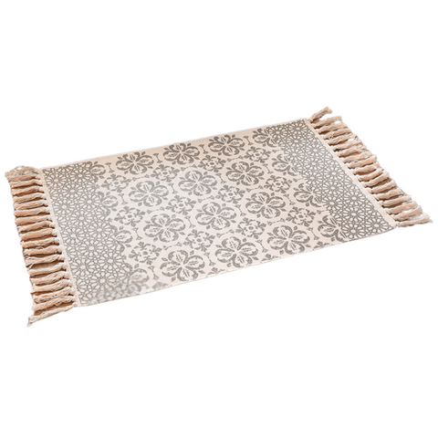 Elosung Bohemian Cotton Area Rug With Tassels Geometric Pattern Decorative Floor Mat 60*90Cm Door Mats & Floor Mats