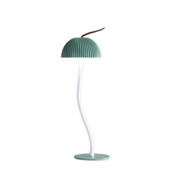 Corrugated Green Lamp Cap Elegant Curved Stem Mushroom Desk Led Table Light Lamps