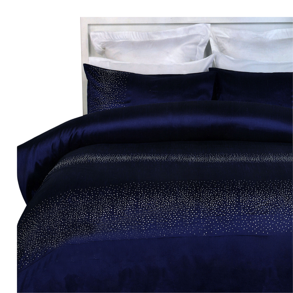 Diamante Quilt Cover Set Navy Single Quilt Covers