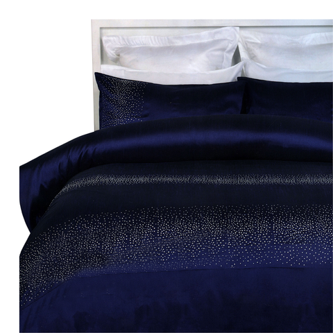 Diamante Quilt Cover Set Navy Single Quilt Covers