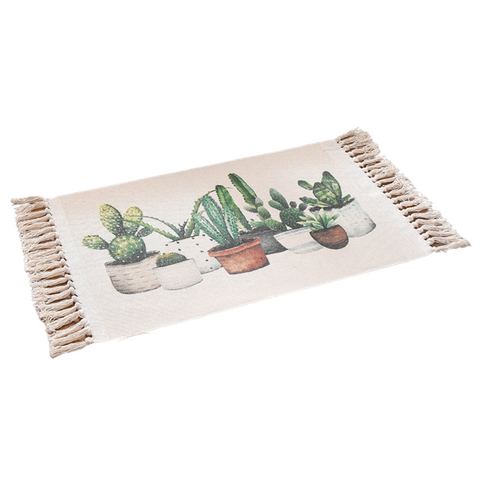 Elosung Bohemian Cotton Area Rug With Tassels Geometric Pattern Decorative Floor Mat 60*90Cm Door Mats & Floor Mats