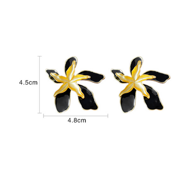 Veile Studios Silver Needle Medieval Oil Dropping Double Layered Flower Earrings