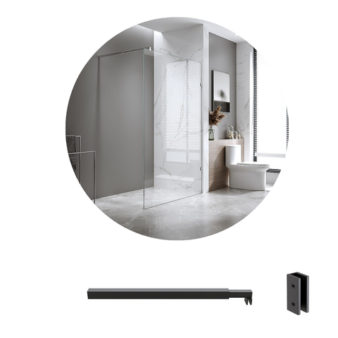 Della Francesca 80X210cm Single Shower Glass Screen With Black U Brackets & Square Pole Shower Enclosures